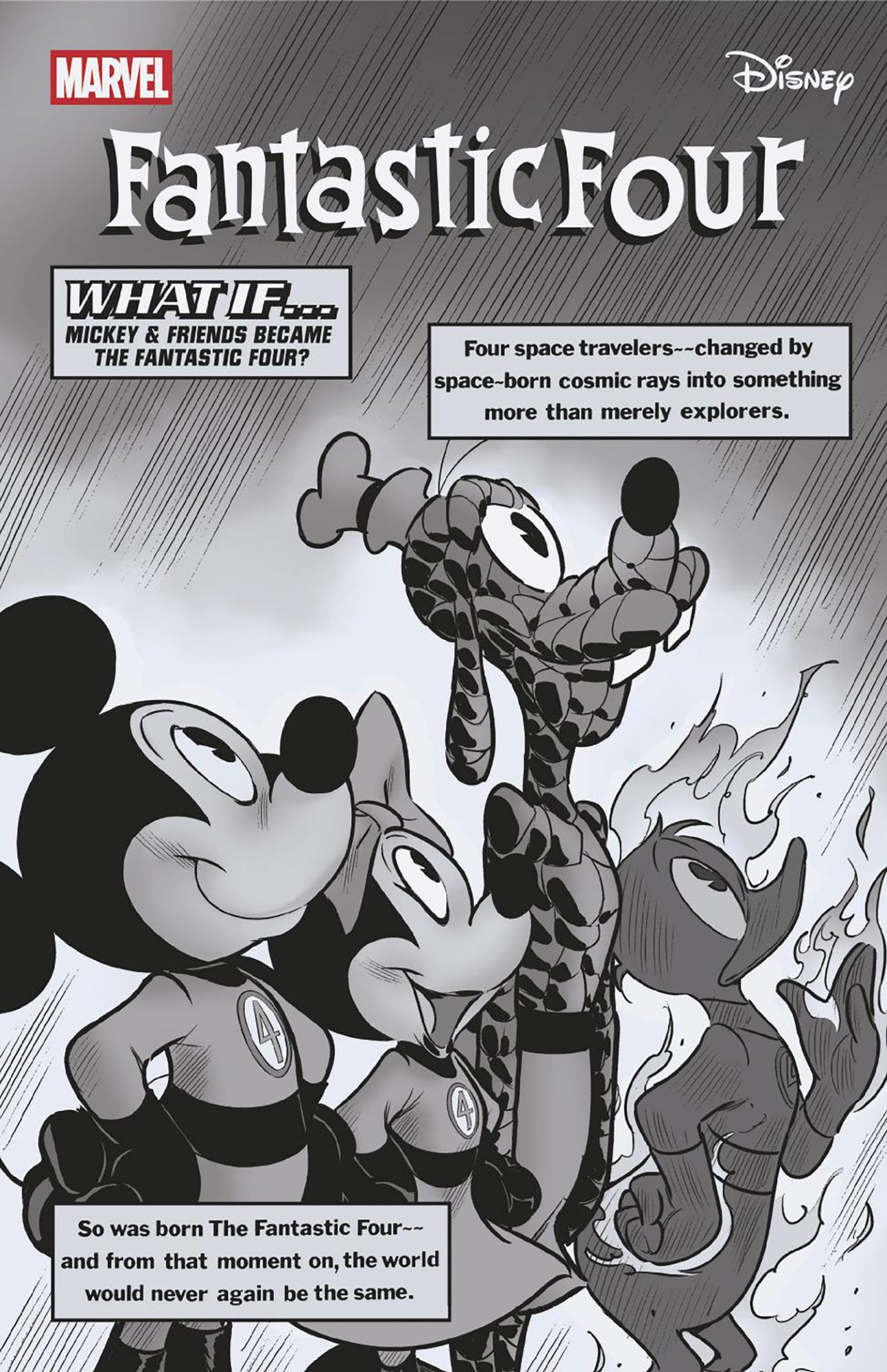 INC DISNEY WHAT IF? FANTASTIC FOUR HOMAGE  BLACK AND WHITE Variant